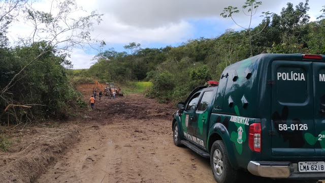 1200 metros quadrados de área desmatada é encontrada e máquina á apreendida na Região dos Lagos após denúncia